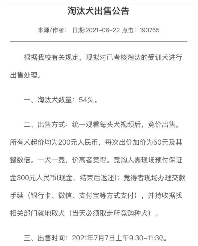 沈阳中国刑警学院拍卖淘汰警犬，最高拍卖喊价33万！